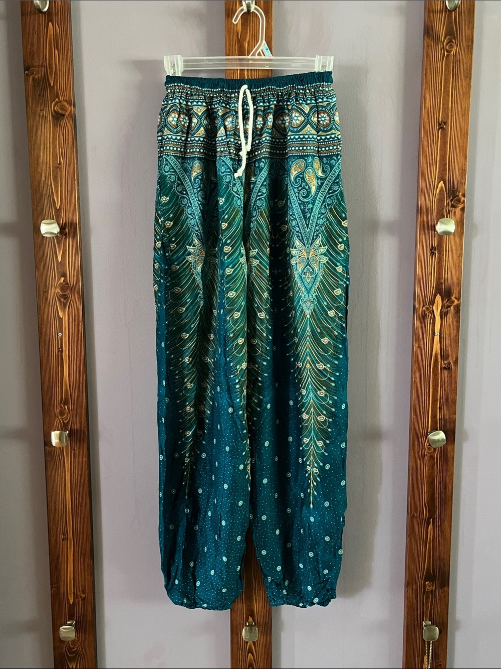 Teal Patterned Yoga Harem Bohemian Drawstring pants